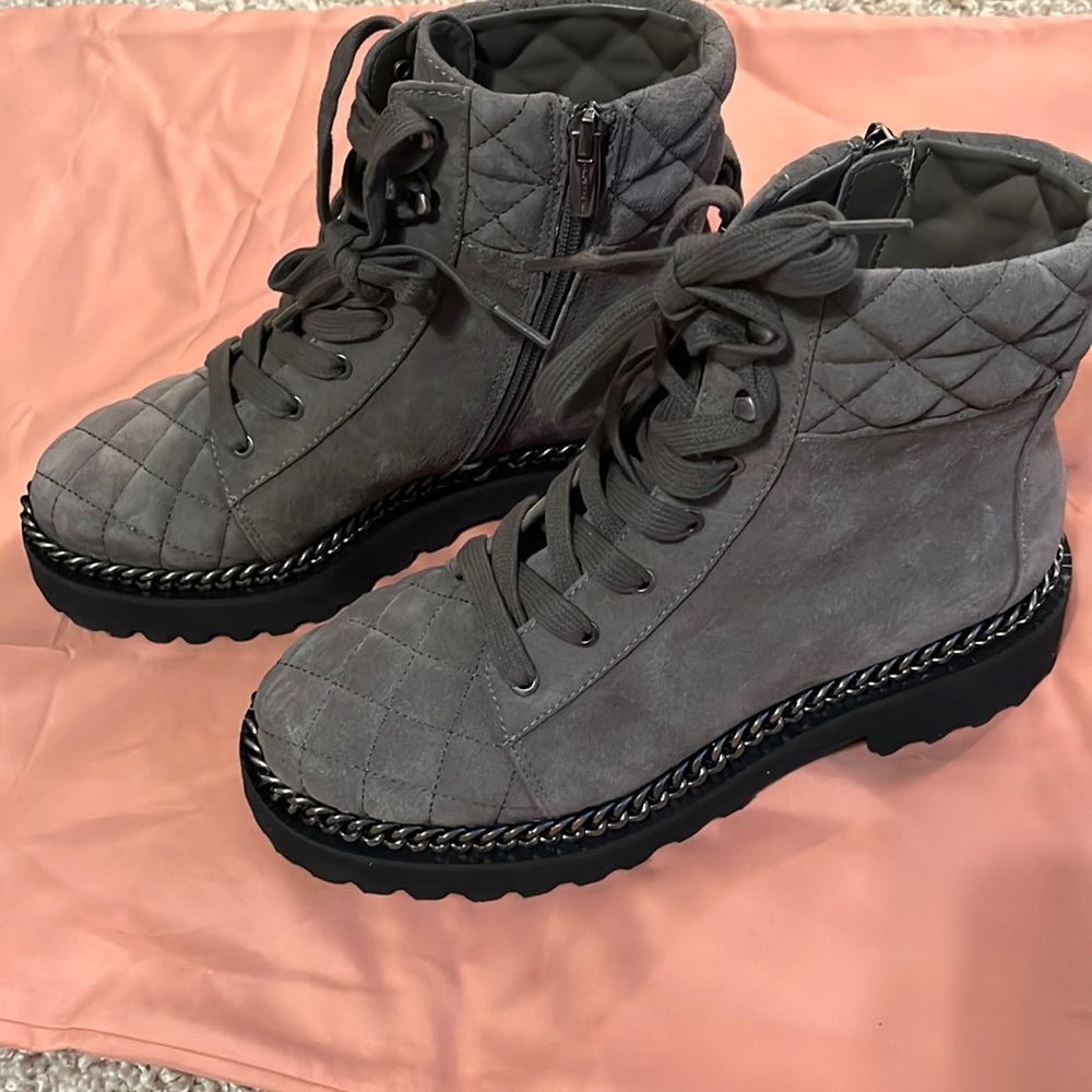 Vince Camuto Gray Combat & Moto Boots